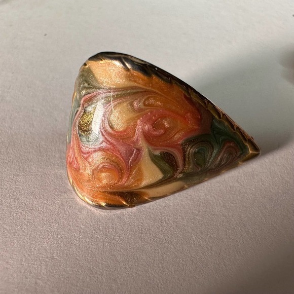 Mismatched Vintage Earrings: Clay Rose + Pink/Green Swirl Teardrop Earrings - Picture 8 of 14